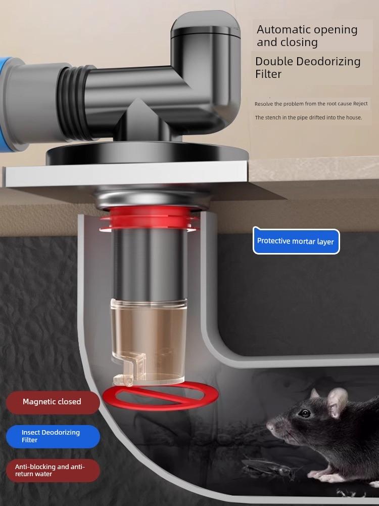 Washing Machine Floor Drain Neutral Sewer Deodorizing Filter Handy Gadget Toilet Balcony Floor Drain FAULT Drainage Pipe Water Drainer Tee
