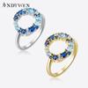Новое кольцо из стерлингового серебра 925 пробы, лучшее счастливое синее кольцо Ciecle 2023, синий фианит с цирконием, ювелирные украшения, подарок для женщин
