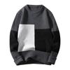 Fashion Casual Long Sleeve Color Contrast Round Neck Men'S Sweater Loose Pullover