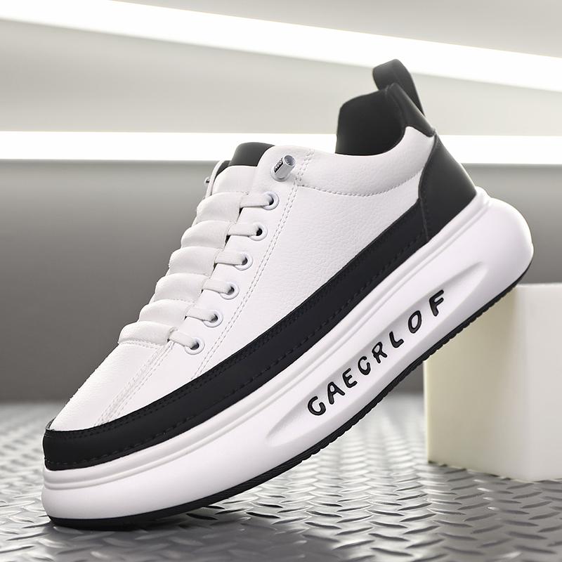 Fashion Brand Men's Lace Up Comfortable Thick Soled Outdoor Sports Shoes In Spring Classic White/brown Men Casual Fashion Shoes