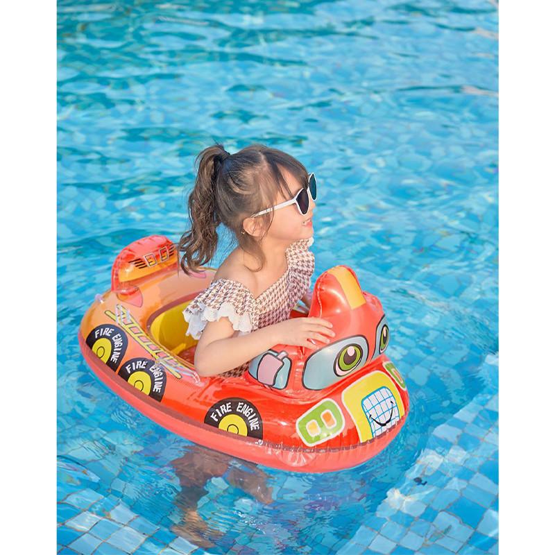 Утолщенный Мультяшный Пожарный Грузовик Экскаватор Бульдозер ПВХ Детское Сиденье Круг для плавания для Мальчиков Малышей