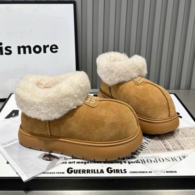 Ботильоны женские на платформе с мехом, туфли-мюли на плоской подошве, зимний тренд 2025 года, новые короткие плюшевые теплые гладиаторские спортивные туфли для снега, женские ботинки