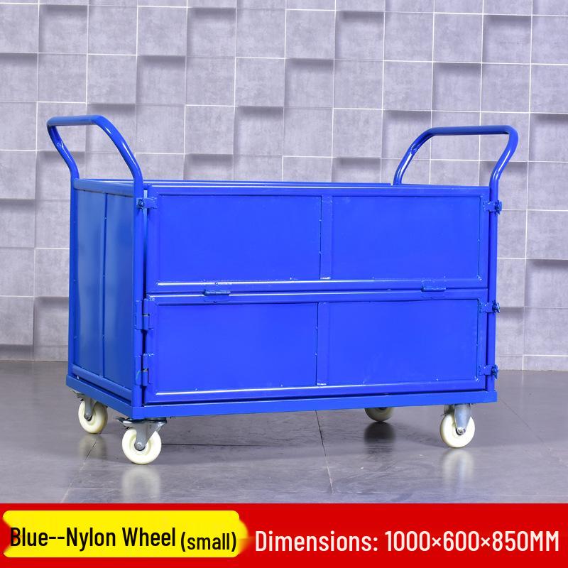 Stackable Guardrail Hand-Push Cart with Cover for Warehouse Logistics and Goods Handling
