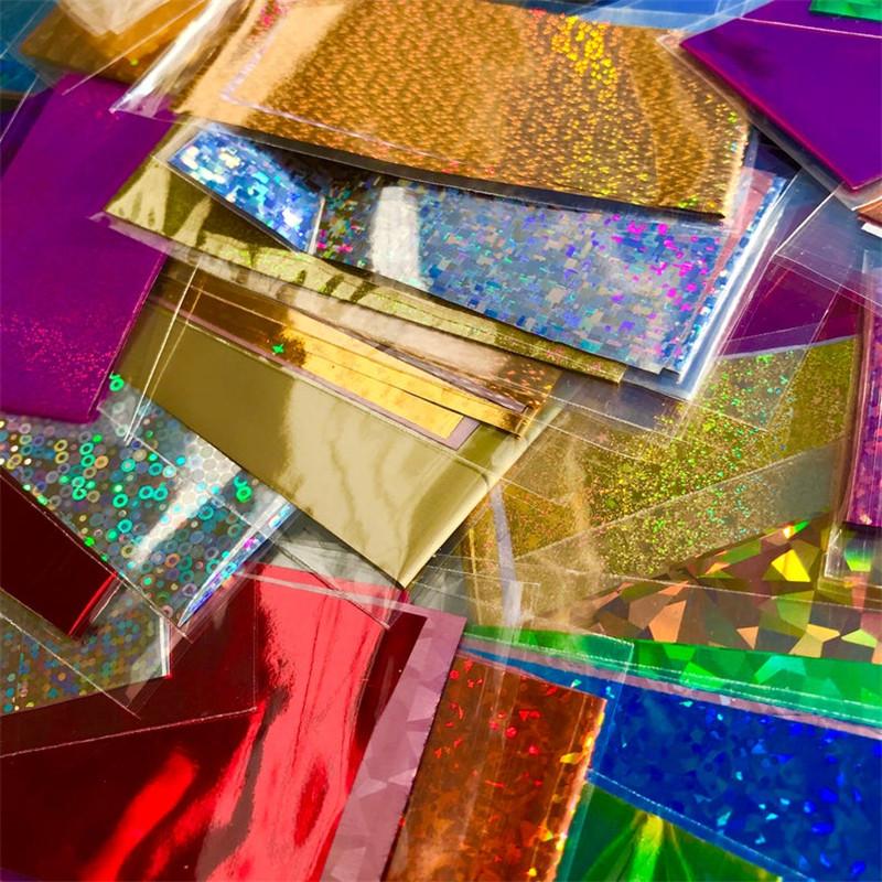 50pcs/set Holographic Nail Sticker Foil Decals Mixed-styles Foil Wraps Sticker 4*20CM/pc Foils Sticker For Nail Art Sticker Deco