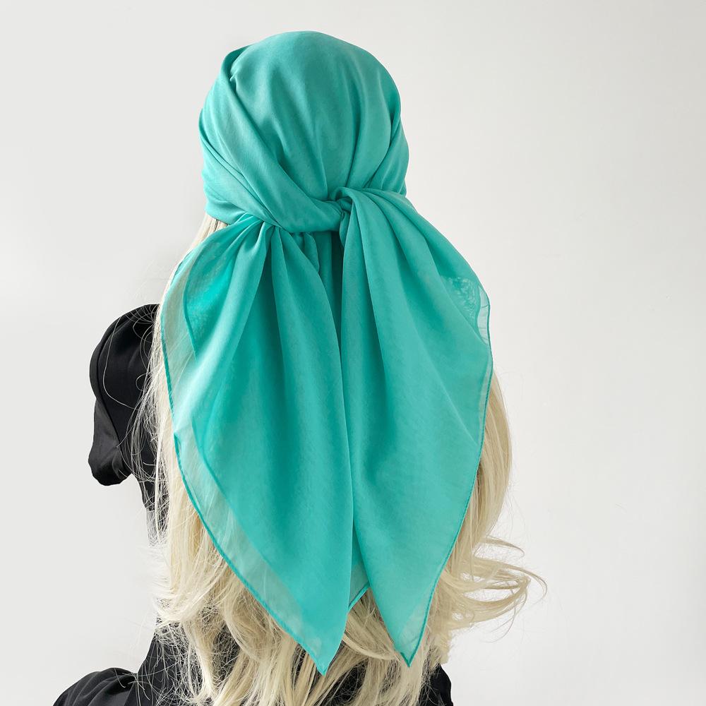 Большой квадратный шарф из пряжи сплошного цвета, весенний шелковый шарф, женский шарф