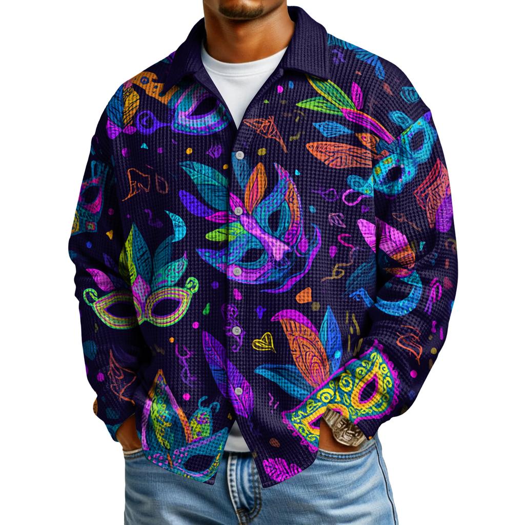 Мужская повседневная рубашка с длинным рукавом на пуговицах