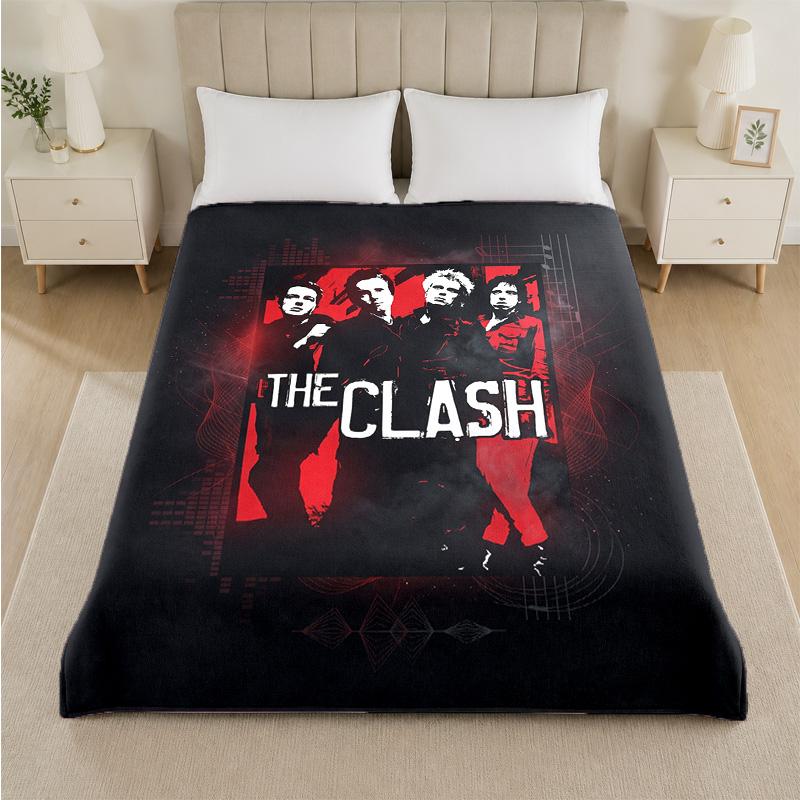 The Clash Print Flannel Blanket Cozy Lightweight Plush Throw Blanket For Bed Sofa Household Use
