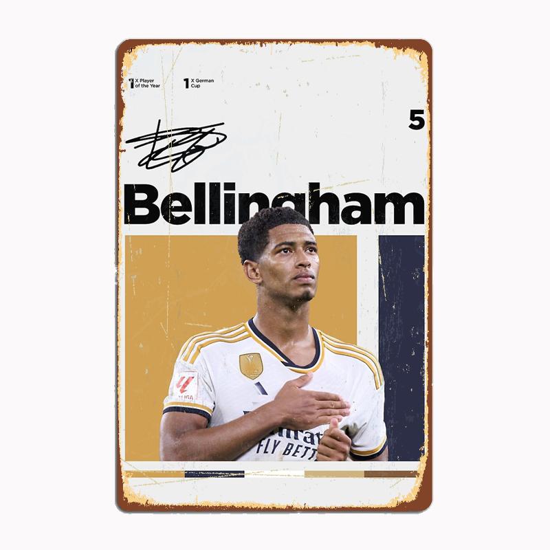 Джуд Беллингем Футбол Спорт Игрок Плакаты Металлический Знак Плакат Гараж Комната Кинотеатр Гостиная Пользовательские Жестяные Винтаж Домашний Декор