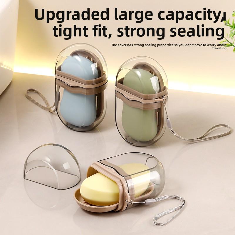 Leakproof Travel Soap Case, Portable Soap Dish with Lid, Sealed Soap Container for Home Bathroom and Travel