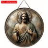 1 шт. 2d плоская деревянная винтажная уникальная художественная круглая деревянная вывеска с изображением Иисуса Христа - 20 см для дома, гостиной, офиса, бара, кафе, гаража, праздничного украшения