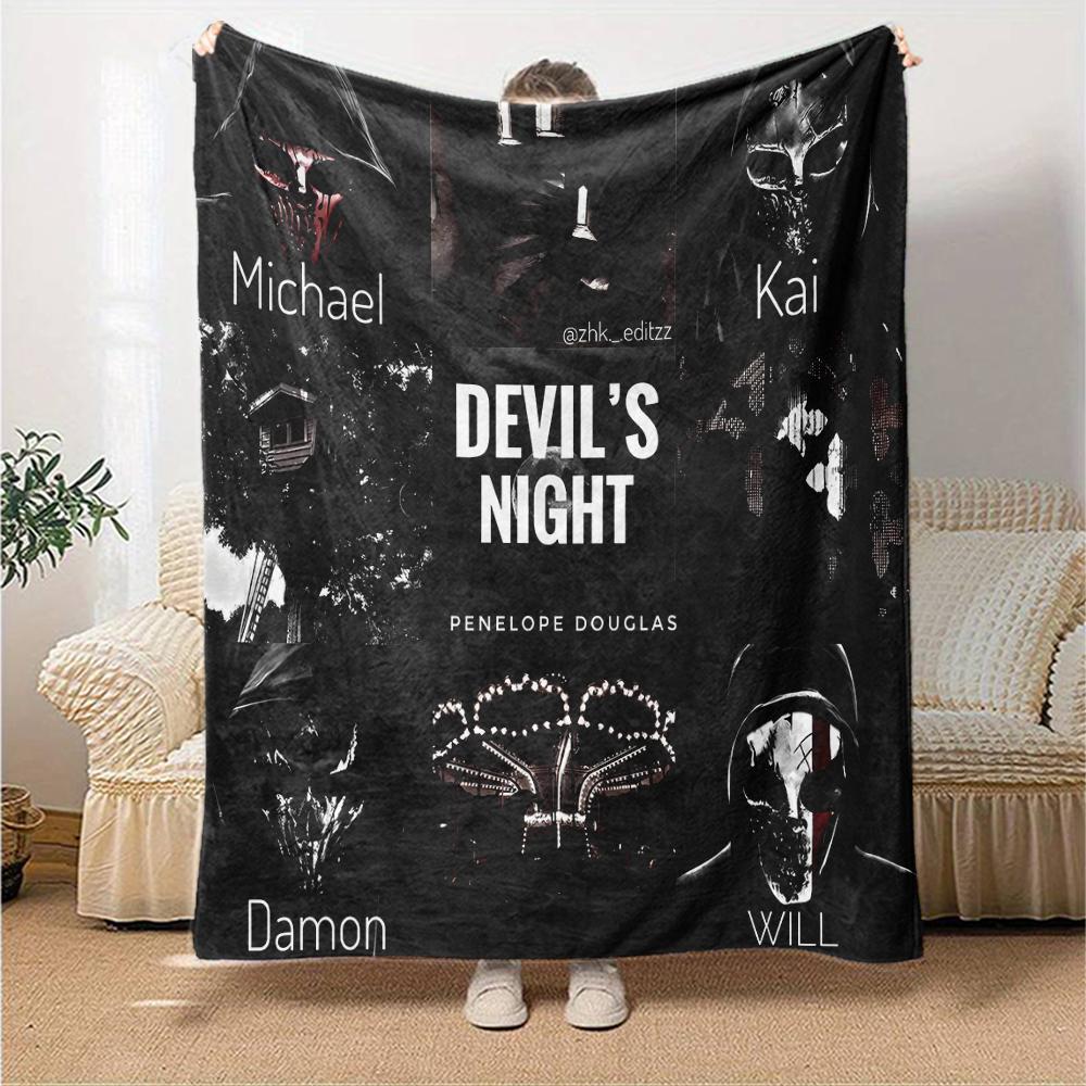 1pc Blanket - Devil's Night Print Design,Lightweight Blanket for Sofa,Bed- Soft &Warm,Gift for All Seasons