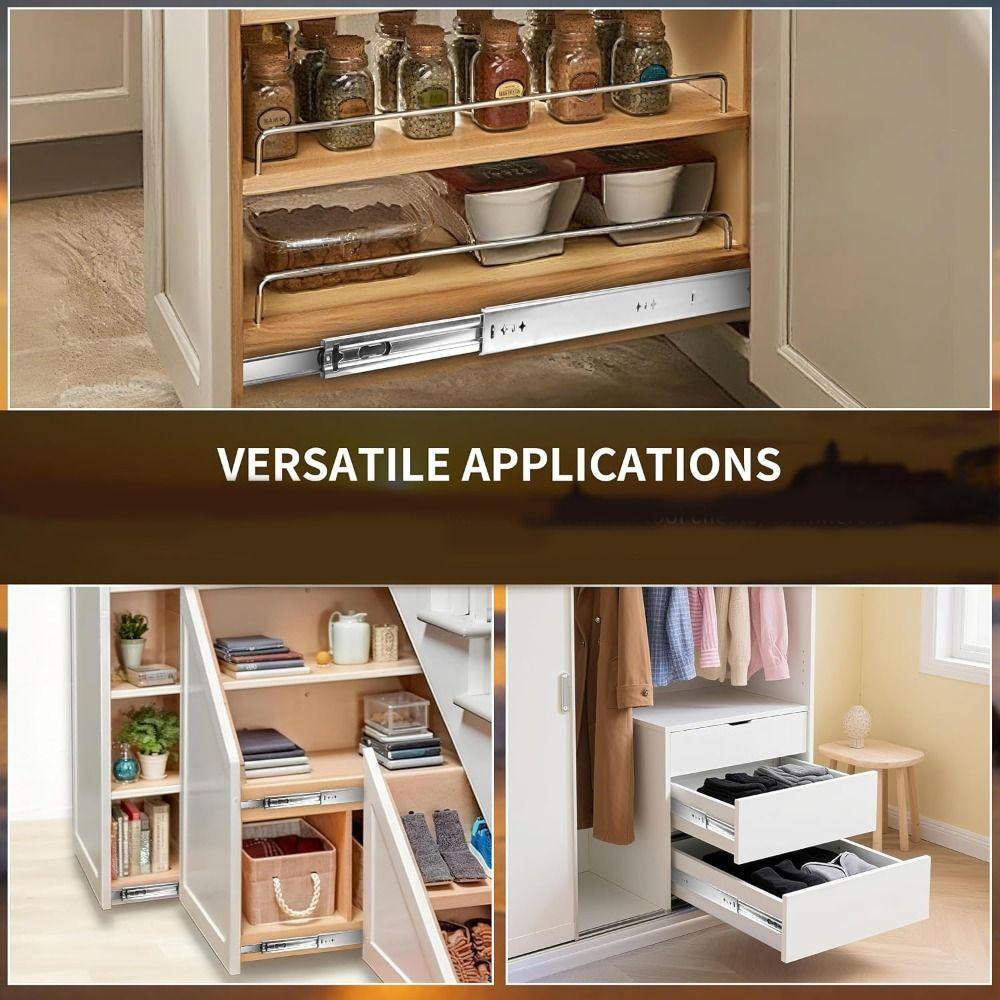Full Extension Heavy Duty Drawer Slides Locking Cabinet Slide Ball Bearing Rails Home Improvement