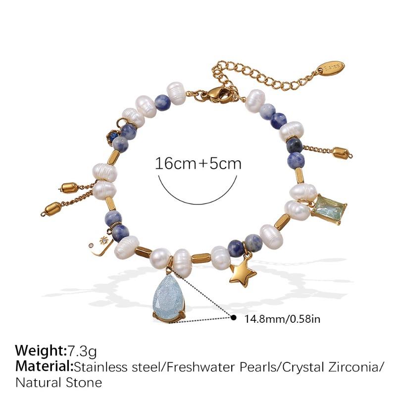 High-end zircon natural stone pearl necklace - unique design choker