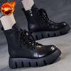 Осень Зима Платформа Флисовая Подкладка Женские Короткие Ботинки Кожа Круглый Носок На Шнуровке Ботильоны до Щиколотки для Женщин Тренд 2025 Готические Ботильоны