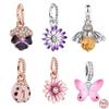 Pendant Fit Bracelet /Necklace 925 Sterling Silver Jewelry Charm Bead Bee Pink Butterfly Beads