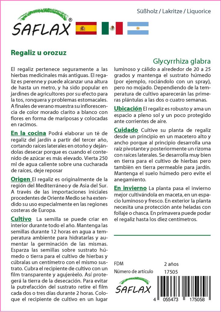 SAFLAX Garden in the Bag - Солодка - 30 семян - С субстратом в подходящем пакете-стойке - Glycyrriza glabra