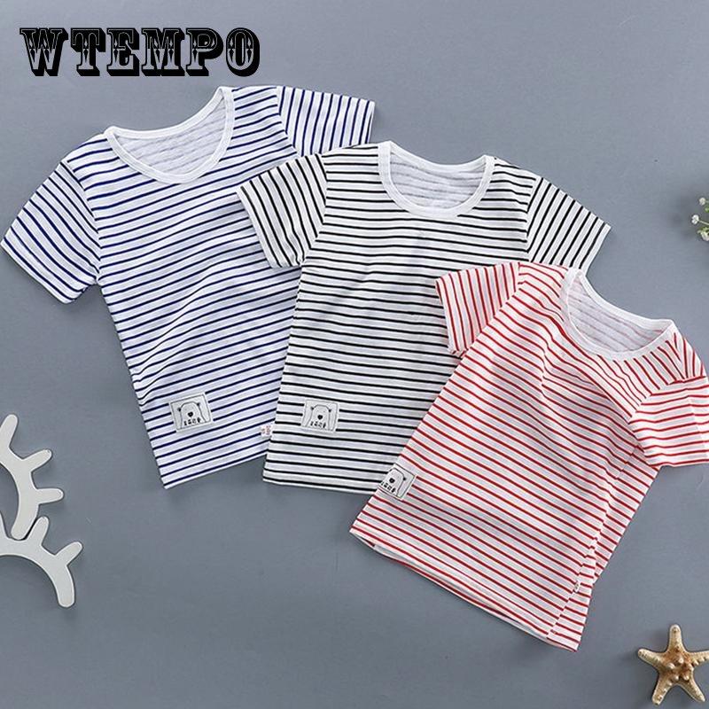 Children's Cotton Short-sleeved T-shirt Baby Boys and Girls Half-sleeved 0-6 Years Old Striped