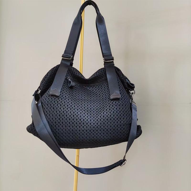 Нейлоновая сетчатая сумка, женская новая повседневная сумка через плечо, большая вместительная дорожная сумка, трендовая большая сумка через плечо на молнии с широким ремешком