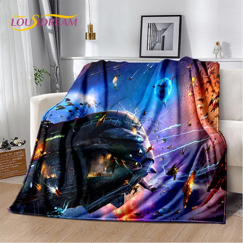 Spaceship Spacecraft Universe UFO Blanket,Flannel Soft Throw Blanket for Home Bedroom Bed Sofa Picnic Office Hiking Kids Cover