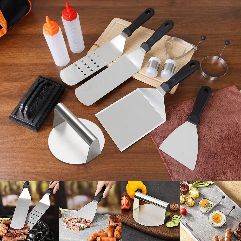 Stainless Steel Teppanyaki Scraper Non-Stick Cooking Spatula Steak Fried Shovel Outdoor BBQ