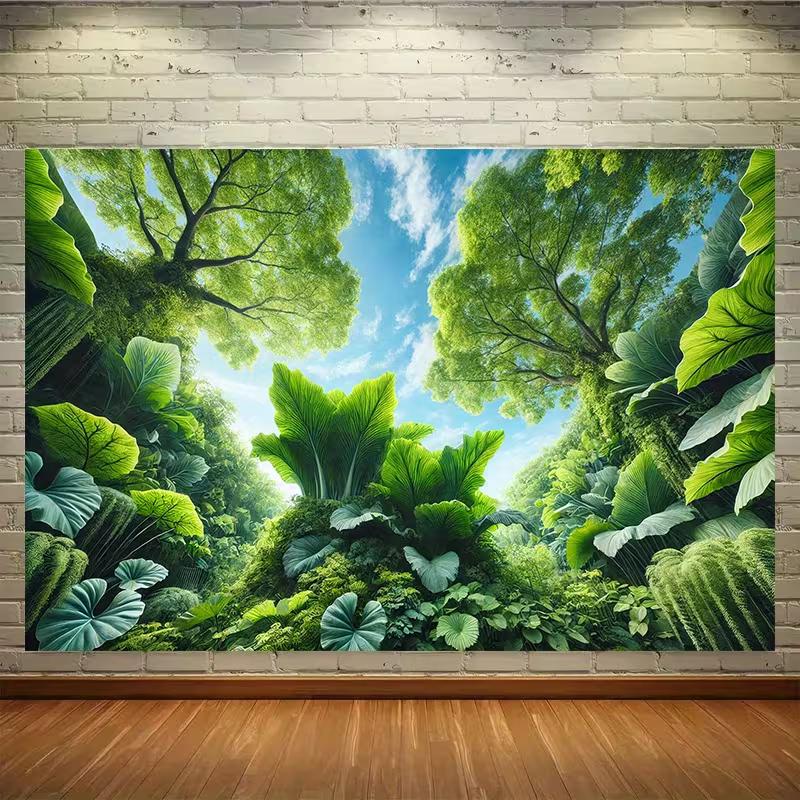 2D Giant Leaves Jungle Backdrop Photography Background Banner