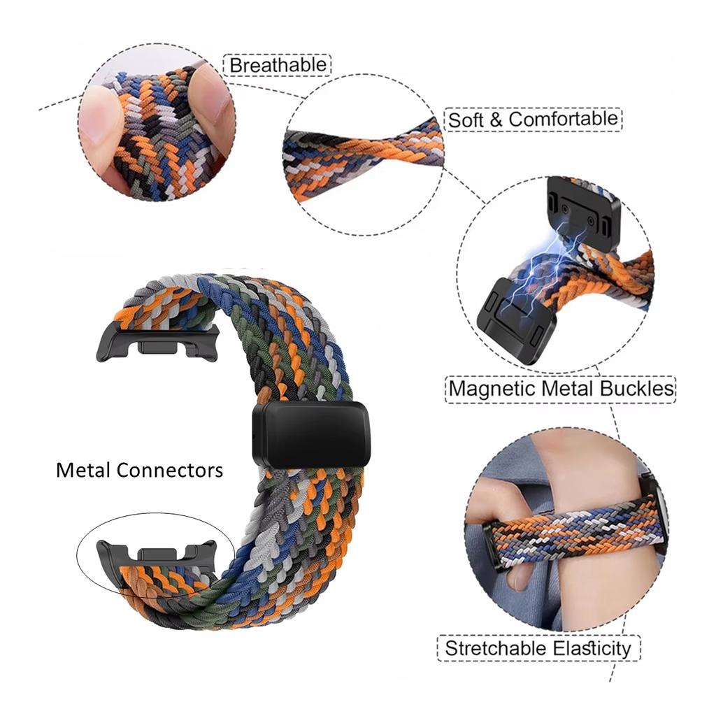 Magnetic Nylon Braided Strap for Samsung Galaxy Watch 8 44mm 40mm Smartwatch Bracelet Band for Galaxy Watch 8 Classic Watchband