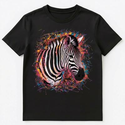 Colorful Paint Splash Zebra Face Art Graphic Unisex T-shirt Tops Tees Unisex