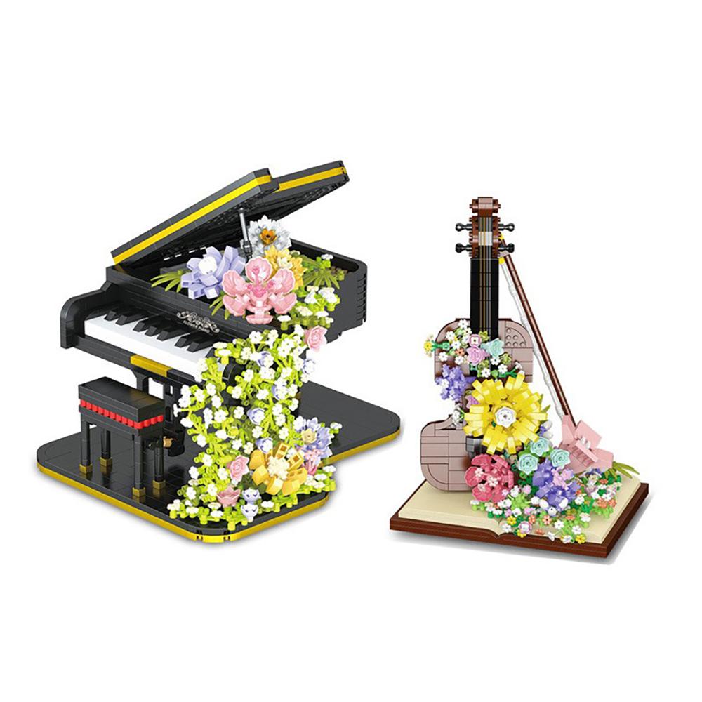 Цветущий цветок скрипка 3D конструктор - Модель музыкального инструмента, Рукоделие для взрослых, Элегантный домашний декор для выставки и подарок музыканту