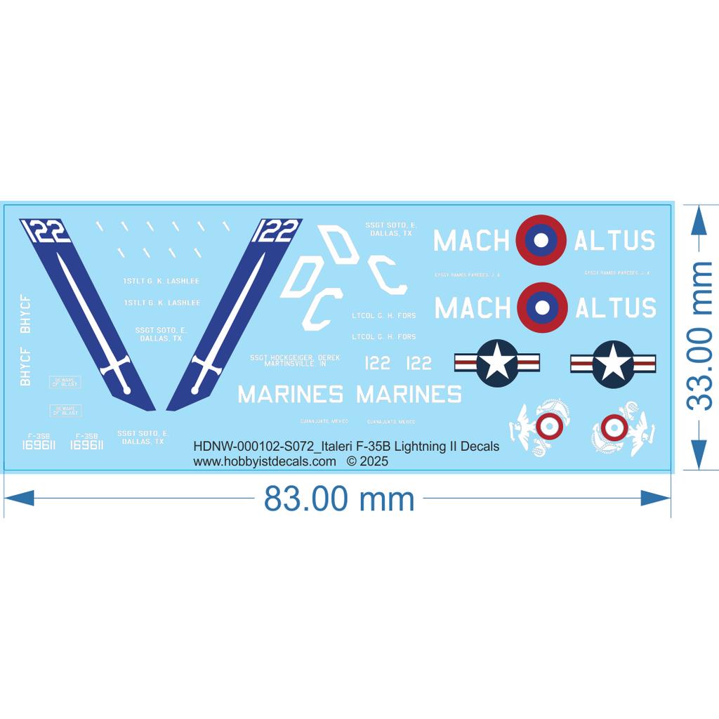 Italeri F-35B Lightning II Decals - 1/48 - Water Decal