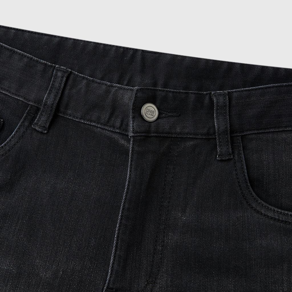 [Three dimensional logo classic casual] Spring fashion washed straight leg men's jeans and pants