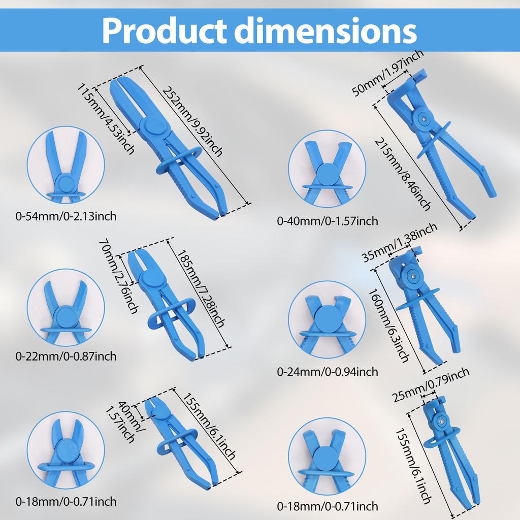 6Pcs Nylon Hose Clamp Durable Hose Pinch Off Pliers Line Clamp Pliers for Automotive Flexible Hoses Brake Coolant and Fuel Lines