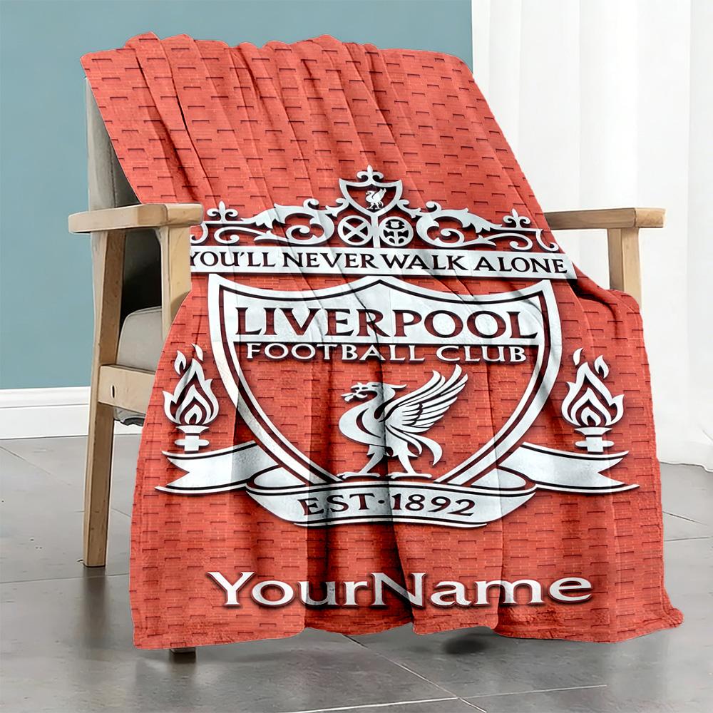 Liverpool Personalized Text Blanket Cozy Personalized Blanket Soft Warm Cozy Perfect for Couch Home Decor Chair Sofa for All Occasions