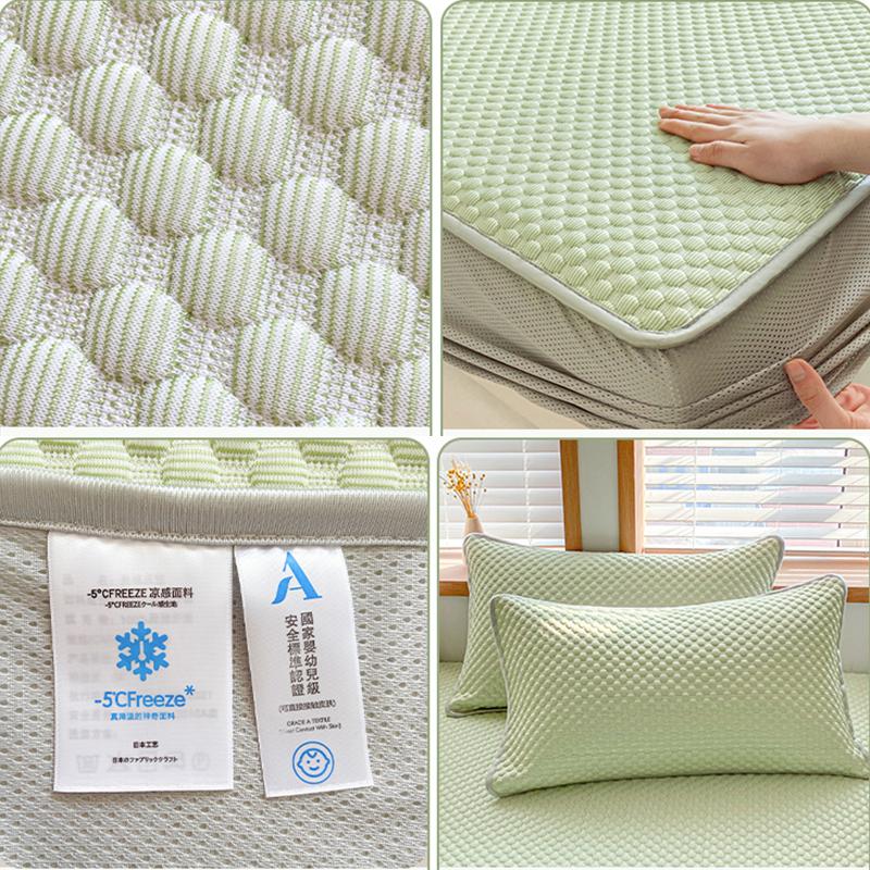 Прохладная на ощупь ледяная ткань матрас простыня для двуспальной кровати стеганый натяжной летний прохладный коврик мат резинка покрывала (нет наволочек)