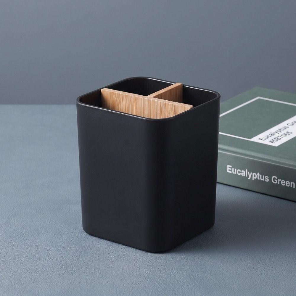Bamboo Divided Pencil Storage Box Organizer Desktop Storage Simple Flower Vase Desk Storage