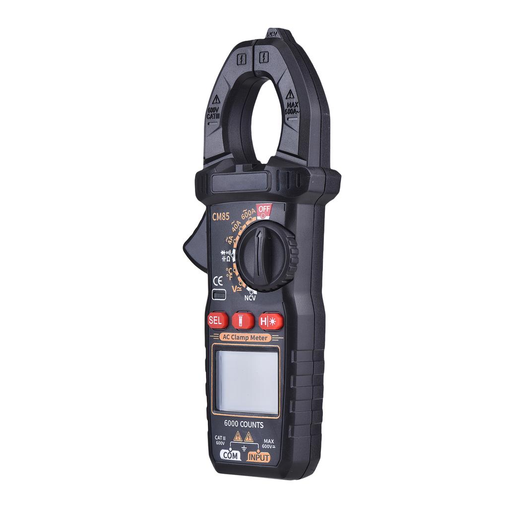600A AC Clamp Meter, Digital Multimeter with NCV, 6000 Counts, Measures Voltage, Current, Capacitance, Temperature,