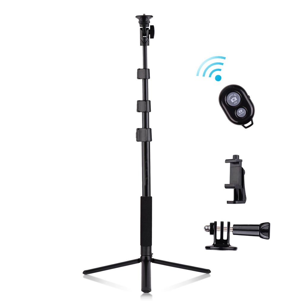 54 inch Extendable Selfie Stick Tripod Stand Aluminum Alloy with Detachable Desktop Tripod Phone Holder Sports Camera