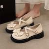 Модные туфли Лолита на толстой подошве с круглым носком, женские милые туфли Мэри Джейн с бантом, модные туфли для девочек с двойной пряжкой, универсальные повседневные лоферы