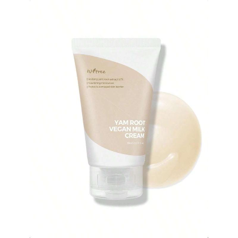 Isntree Крем для лица с веганским молоком из корня ямса 80 мл | Питательный увлажняющий крем | Веганский молочный увлажняющий крем | Корейский уход за кожей