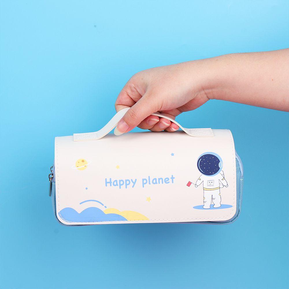 Organizer Double Zipper Handbags Big Pen Bag Cosmetic Storage Makeup Pouch Astronaut Pencil Case