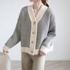 Шикарный ретро вязаный кардиган женский свитер полосатый длинный рукав свободные женские свитера куртка верхняя одежда ленивый стиль элегантный трикотаж на пуговицах пальто 25453