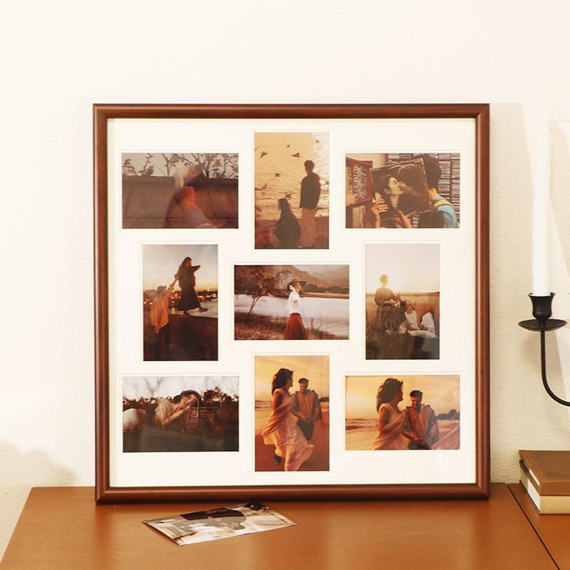 Wooden Multi-Photo Frame 9 Grid DIY Wall Hanging Or Desktop Display Couples Friends Memories Modern Minimalist Home Decor