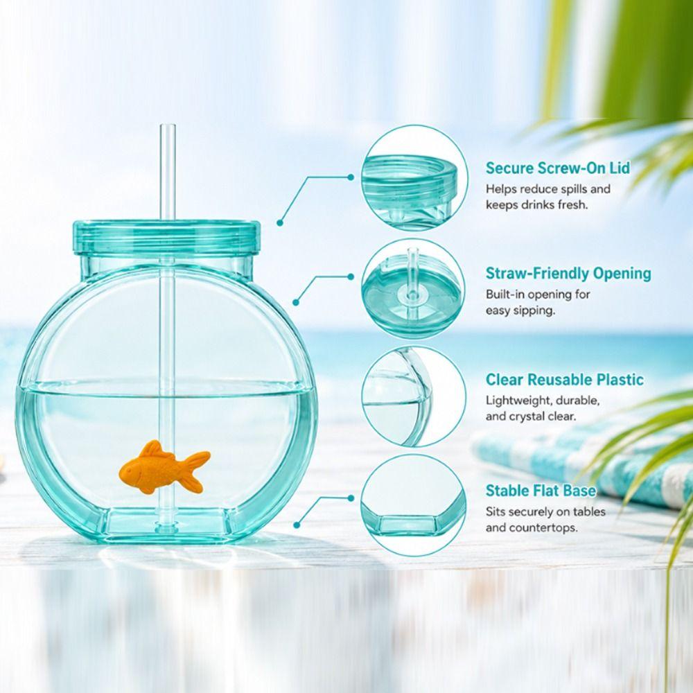 With Lid Plastic Fish Bowl Cup Translucent Green Ornament Cup For Drinks  Parties Centerpieces