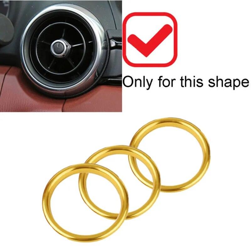 3Pcs/Set Car AC Air Outlet Conditioning Vent Decoration Central Inner Cover Ring Trim For Mazda MX5 Mazda 2 CX3 MX-5 RF ND
