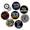 32/44/58mm Trust Me I’M An Engineer Tinplate Brooche for Backpack Cothes Accessories Anime Collection Pin Hat Decoration Gear Wheel Badge