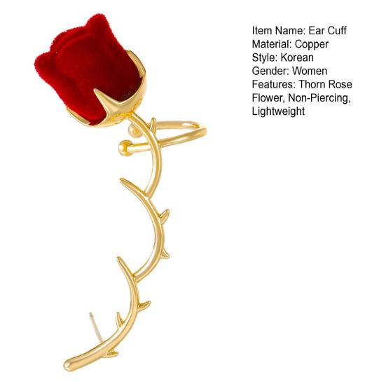Rose Flower Ear Cuff Non-Piercing Ear Bone Clip Creative Lightweight