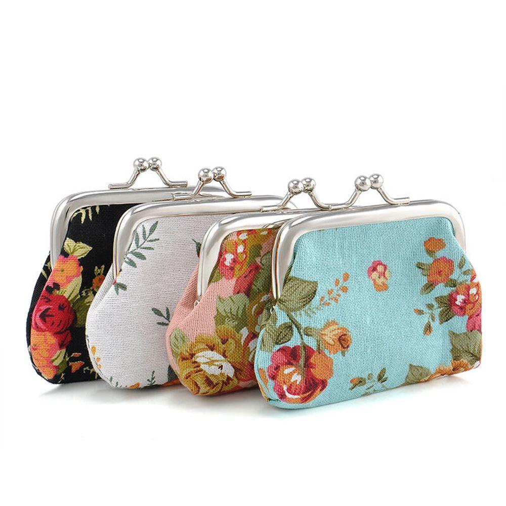 Floral Lady Vintage Flower Hasp Retro Credit Card Holder Coin Purse Clutch Bag Small Wallet