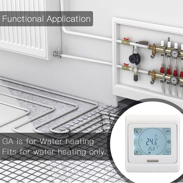 AIMOONSA Thermostat hebdomadaire programmable tactile pour chauffage au sol AC230V 3A Blanc