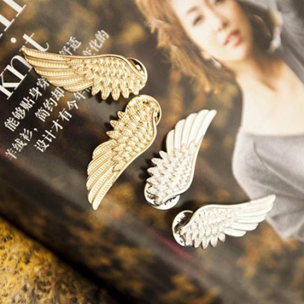 Women Punk Wing Scarf Lapel Collar Brooch Pins Party Jewelry Decor Xmas Gift ADM
