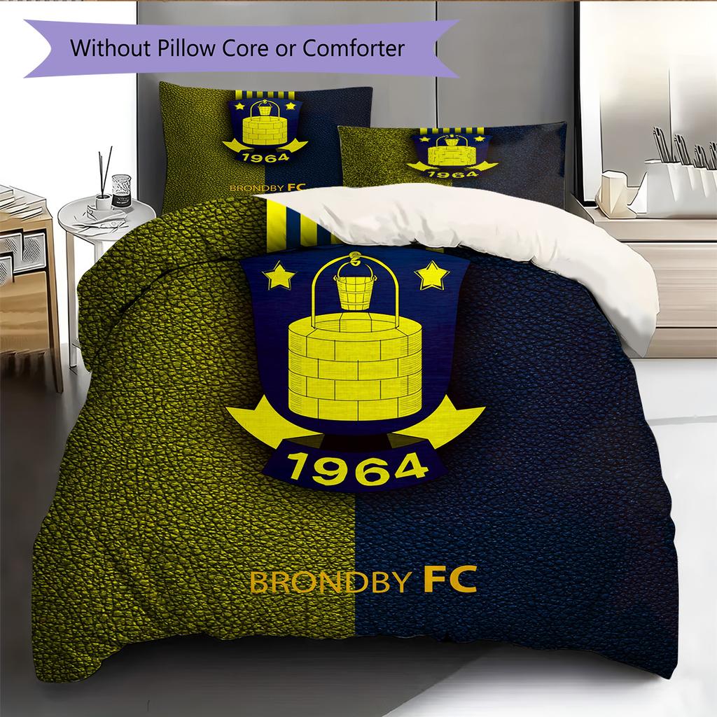 Brøndby IF Pattern Bedding Quilt Set Home Decoration Gift (1 * duvet cover + 2 * pillowcase without core)