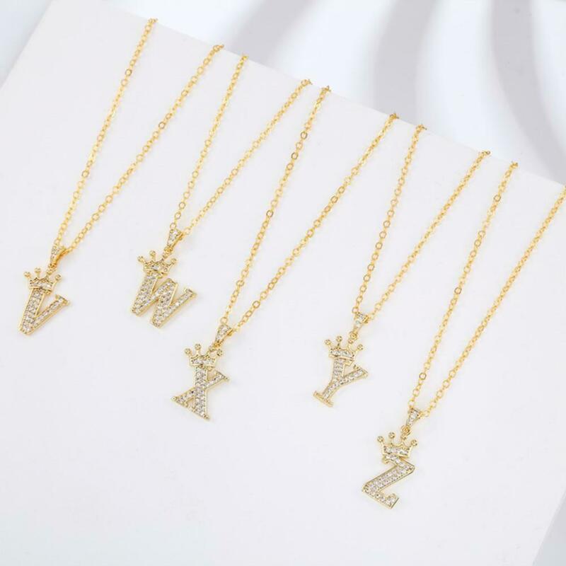Унисекс AZ Алфавит Подвеска Модная Винтажная Цепочка Ювелирные Изделия Аксессуары Кристалл Циркон Подарки Ожерелья Новый Стиль Хип-Хоп Панк Корона